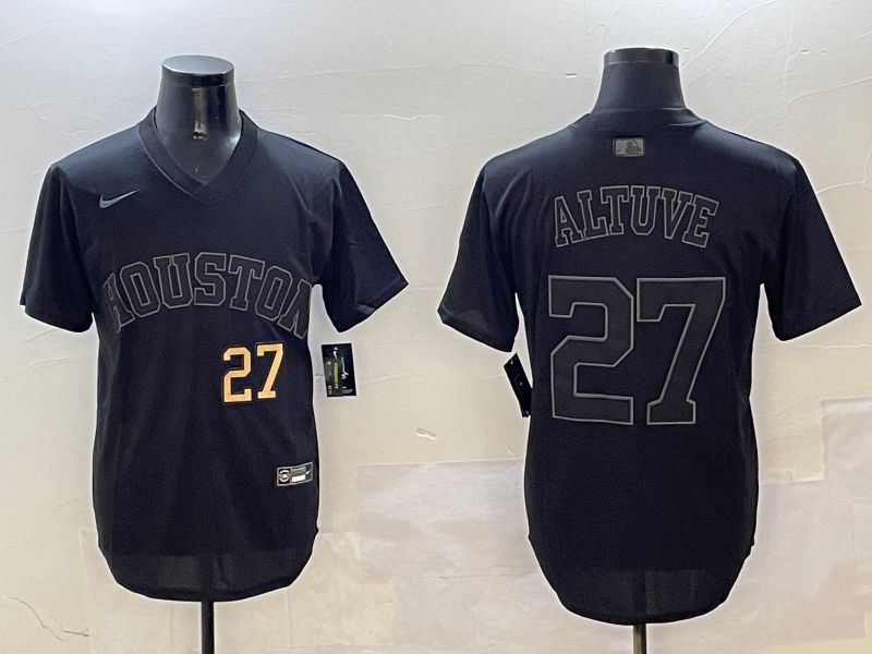 Men Houston Astros #27 Altuve Black Game Fashion 2025 Nike MLB Jersey style 6->houston astros->MLB Jersey